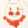 Petal Resin Charm & Alloy Pendant Necklaces & Stud Dangle Earring Sets FS-WG0777B-01-3