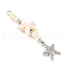 Ocean Alloy & Starfish Rondelle Synthetic Turquoise Beaded Pendants PALLOY-JF04012-03-3