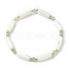 3Pcs 3 Style Natural Mixed Gemstone & White Shell Tube Beaded Stretch Bracelets Set BJEW-TA00430-3