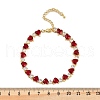 Brass Micro Pave Red Cubic Zirconia Link Chain Bracelets for Women BJEW-M047-02B-5