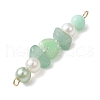 4Pcs 4 Colors Acrylic Pearl & Natural Green Aventurine & Natural Sunstone & Cherry Quartz Glass & Natural Ametrine Gemstone Chip Heart Connector Charms PALLOY-JF03340-01-5