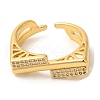 Brass Micro Pave Cubic Zirconia Open Cuff Rings RJEW-U008-21G-2