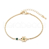 Brass Micro Pave Cubic Zirconia Birthday Flower Link Bracelets BJEW-U031-01G-05-4