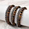 Natural Tiger Eye Round Beads Multi-strand Bracelets BJEW-D330-02P-08-3