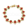 Brass Micro Pave Cubic Zirconia Link Bracelets BJEW-K278-02G-02-4