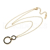 304 Stainless Steel Jet Rhinestone Double Rings Pendant Necklaces NJEW-V001-04G-4