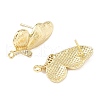 Brass Micro Pave Clear Cubic Zirconia Stud Earring Findings KK-Z106-02G-06-2