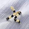 Brass Micro Pave Clear Cubic Zirconia Cuff Rings for Women RJEW-U047-39G-2
