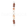 Faceted Round Natural Mixed Gemstone & Potato Natural Cultured Freshwater Pearl Beaded Connector Charms PALLOY-JF03532-2