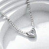 304 Stainless Steel Clear Cubic Zirconia Heart Pendant Necklaces for Women NJEW-Z044-15P-02-1