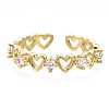 Exquisite Cubic Zirconia Heart Cuff Ring RJEW-N035-057-NF-1