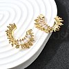 C-Shaped 304 Stainless Steel Micro Pave Clear Cubic Zirconia Stud Earrings EJEW-D315-08G-3