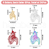 SUPERFINDINGS 24Pcs 4 Colors 201 Stainless Steel Filigree Pendants STAS-FH0002-09-2