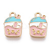 Light Gold Plated Alloy Enamel Pendants X-ENAM-T009-75C-RS-2