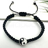 Adjustable Alloy Enamel Yin-yang Braided Bead Bracelet with Nylon Cords RE7532-2