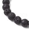 Natural Lava Rock Round Beads with Brass Rhinestone Spacer Beads and Shell Pearl Bead and Electroplate Non-magnetic Synthetic Hematite Beads and Alloy Pendants Bracelets BJEW-JB11511-5