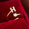 Brass Micro Pave Cubic Zirconia Cuff Rings WG75066-08-1