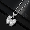 Brass Micro Pave Clear Cubic Zirconia Chunky Initial Pendant Necklaces WG24EA8-23-1
