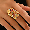 Brass Micro Pave Cubic Zirconia Geometric Statement Finger Rings for Women LY2631-3-3