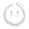 Rhombus Alloy & Plastic Pearl & Crystal Rhinestone Pendant Necklace & Stud Dangle Earring FS-WGAC24E-02-1