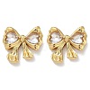 Bowknot 304 Stainless Steel Glass Stud Earrings EJEW-M105-02G-2