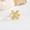 Brass Micro Pave Clear Cubic Zirconia Cuff Rings FS-WG4832E-47-1