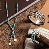 Alloy & Synthetic Turquoise Round Beaded Pendant Necklace & Stud Earrings Sets FS-WGF9BFC-01-1