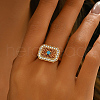 Geometric Hollow Brass Micro Pave Cubic Zirconia Adjustable Finger Rings for Women ZD6795-3-3