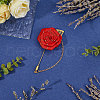 Flower Polyester Ribbon Brooches JEWB-WH20006-02A-4