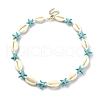 Natural Shell & Synthetic Turquoise Starfish Beaded Necklace with 304 Stainless Steel Clasps X-NJEW-TA00107-01-1