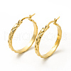 201 Stainless Steel Grooved Hoop Earrings with 304 Stainless Steel Pins for Women EJEW-M214-03D-G-2