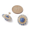 Dyed & Heated Natural Blue Aventurine & Seed Braided Flower Stud Earrings EJEW-MZ00076-3