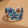 Floral Brass Enamel Finger Rings FS-WGF4391-01-2