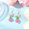 Flower 304 Stainless Steel Glass Seed Beads Dangle Earrings EJEW-MZ00470-05-1