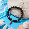 8mm Round Natural Lava Rock Stretch Bracelets BJEW-JB10242-2