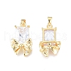 Brass Pave Clear Cubic Zirconia Pendants KK-N231-335-1