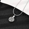 304 Stainless Steel Black Enamel Flat Round Pendant Pet Urn Ashes Necklaces NJEW-S455-09P-3