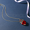 Brass Pave Glass Crown Heart Pendant Necklaces FS-WG3AF77-01-3