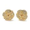 Brass Micro Pave Clear Cubic Zirconia Stud Earrings EJEW-D305-19G-3
