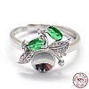 Adjustable Rhodium Plated 925 Sterling Silver Finger Ring Components STER-I016-040P-5