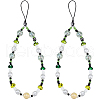 Gorgecraft 2Pcs Resin Beaded Mobile Phone Lanyard Wrist Strap HJEW-GF0001-47A-1