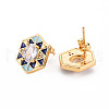 Brass Micro Pave Clear Cubic Zirconia Stud Earrings EJEW-S210-016D-NR-2