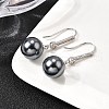 925 Sterling Silver Clear Cubic Zirconia Round Dangle Earrings EJEW-L300-07P-3