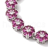 Rack Plating Brass Pave Cubic Zirconia Flower Link Necklaces for Women NJEW-B108-01P-01-2