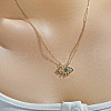 Minimalist Brass Micro Pave Clear & Blue Cubic Zirconia Star Eye Pendant Necklaces MF3147-1-1