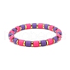 5Pcs 5 Colors Column Polymer Clay Stretch Beaded Bracelets BJEW-JB08765-3