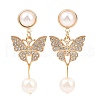 Butterfly Brass Dangle Stud Earrings EJEW-JE06461-01-3