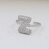 Brass Micro Pave Clear Cubic Zirconia Cuff Rings FS-WG17FF6-26-1