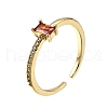 Brass Micro Pave Cubic Zirconia Cuff Rings for Women RJEW-H247-19G-02-4