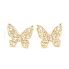 Clear Cubic Zirconia Butterfly Stud Earrings for Women EJEW-K090-03G-3